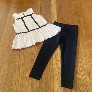 kate spade Sonata Pink Lace Floral and Black Leggings Set